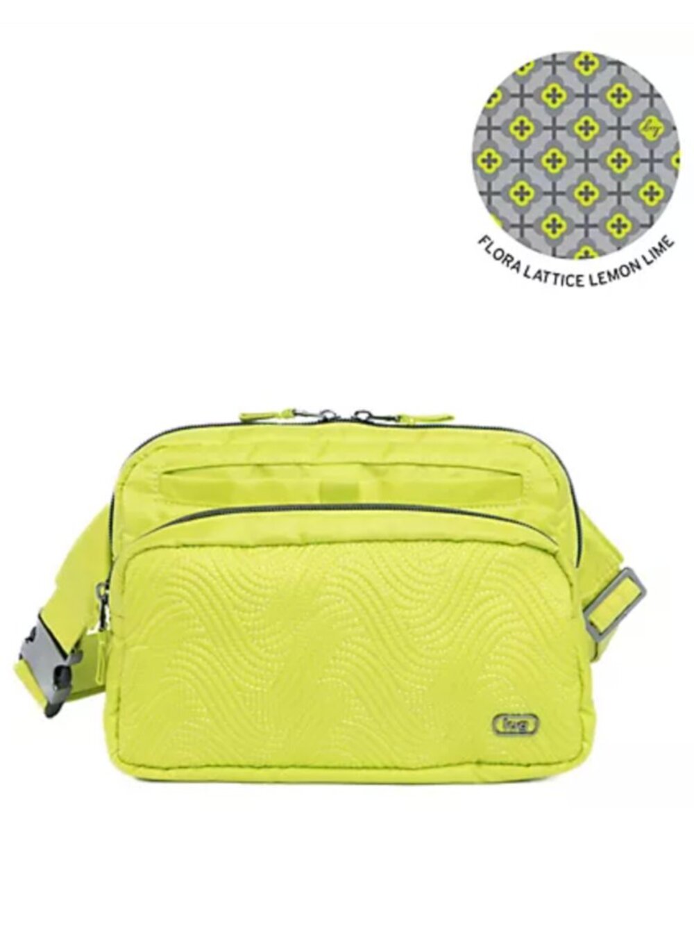 Lug Classic Quilted Belt Bag Crossbody Double Back in Lemon Lime Green - Picture 14 of 15